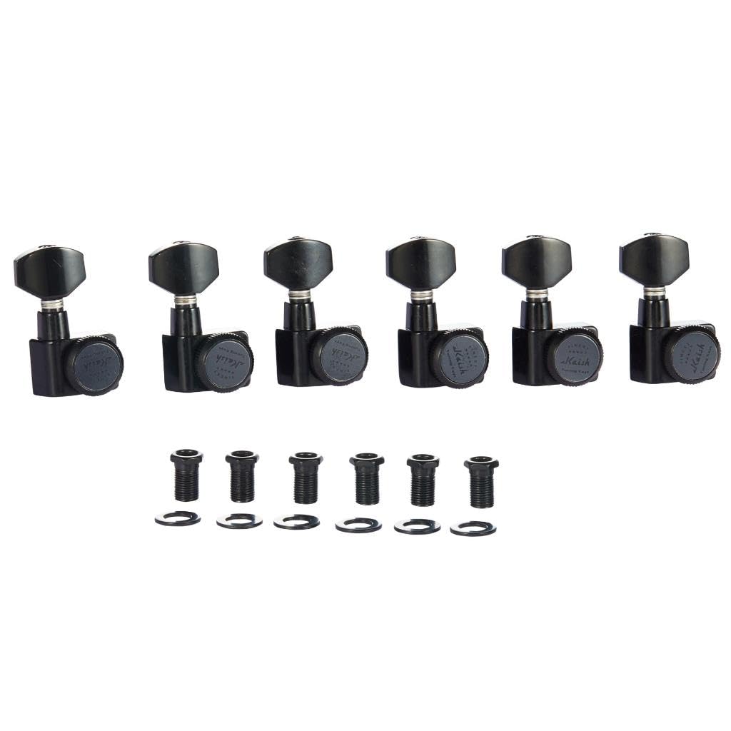 KAISH 21:1 Dual Pin (ohne Schrauben) Feststell-Stimmwirbel, 2-polig, Stimmmechaniken, passend für American Series Strat/Tele-Gitarren, moderne Taste, Schwarz
