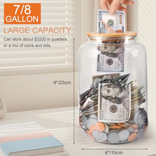 Mczcent Sparschwein Groß, 3.2L Sparbüchse Transparent für Geld Münzen Spardose Groß Plastik Durchsichtig, Grosse Münzen Spardosen Piggy Coin Money Saving Bank Jar Box