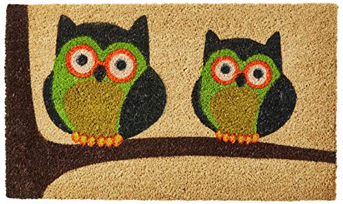 Kempf Twin Owls Coco Doormat Rubber Backed, 18 by 30 by 0.5-Inch