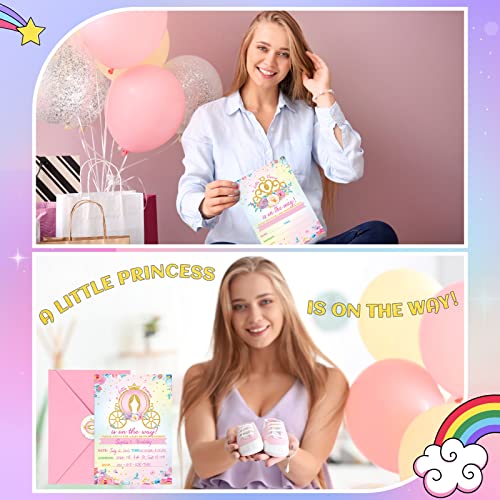 24 Set Princess Baby Shower Invitation Pink Princess Birthday Invitation Cards With Envelopes And Stickers Royal Little Princess Invitation For Baby Shower Birthday Party Supplies (Baby Shower) #TOP5