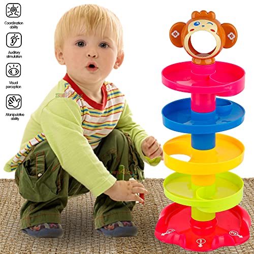 Image of Zest 4 Toyz Ball Drop Tower Toy for Kids Roll Rail Ball Run Stacking Track Toy with 5 Balls Colorful Activity Toy for Toddlers Boys Girls Birthday Gift