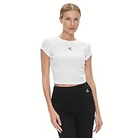 Calvin Klein Donna T-Shirt Maniche Corte CK Rib Baby Tee Corta