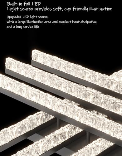 Plafonnier LED moderne géométrique en acrylique noir de 120cm