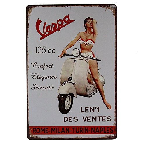 Yours Dec Metal Tin Sign Vespa, Scooter, Calssic Italian Vespa Collection, Medium Metal/tin Sign