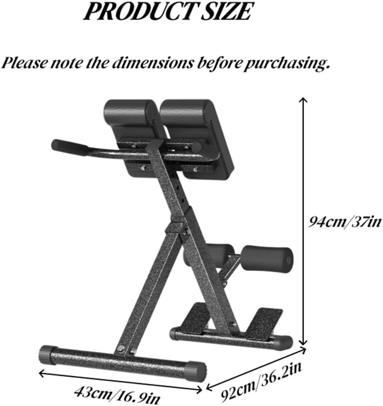 Professional Metal Roman Chair, Adjustable Back Extension Machine, Ab Machine with Anti-slip Handles, Practical Hyperextension Bench for Fitness Enthusiasts