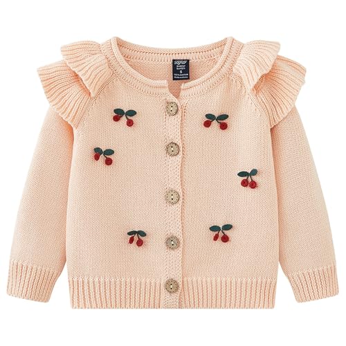 Casual Warm Coat for Kids Girl's Printed Sweater Tops Cherry Embroidery Knit Cardigan Knitted Down Jacket Coat Tops4
