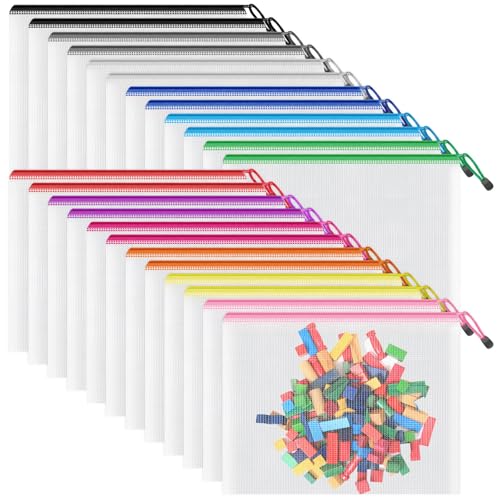 Image of Smarpau A5 Mesh Zipper Pouches 24 Pack, Color Storage Bags for Organizing