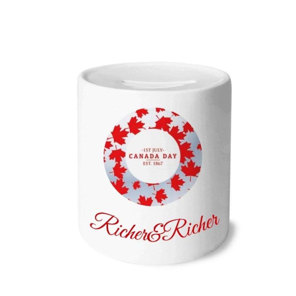 Canada Day 4th Of July EST 1867 Maple Rich and Rich Bank Saving Box Coin