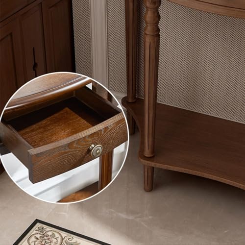 Mesa consola de entrada semicircular en madera natural para un recibidor sofisticado 5