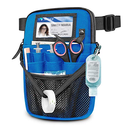 Nurse Fanny Pack with Tape Holder, SITHON Multi Compartment Medical Gear Pocket Belt Bag Nursing Organizer Pouch | Utility Waist Pack for Stethoscopes, Bandage Scissors Medical Supplies, Blue