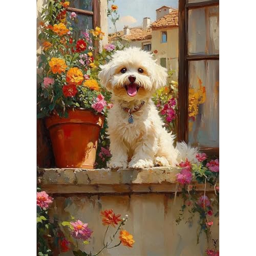 WSLWXSHM Diamond Painting Kits for Adults Dog Animal Round Full Drill Diamond Art Kits 5D DIY Paint with Diamonds Crafts for Home Wall Decoration Gifts 1216Inch