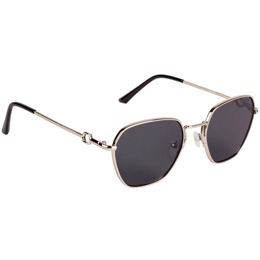 UV Protected Square Women Sunglasses - (Brown Lens | Golden Frame) (Black) (Small)
