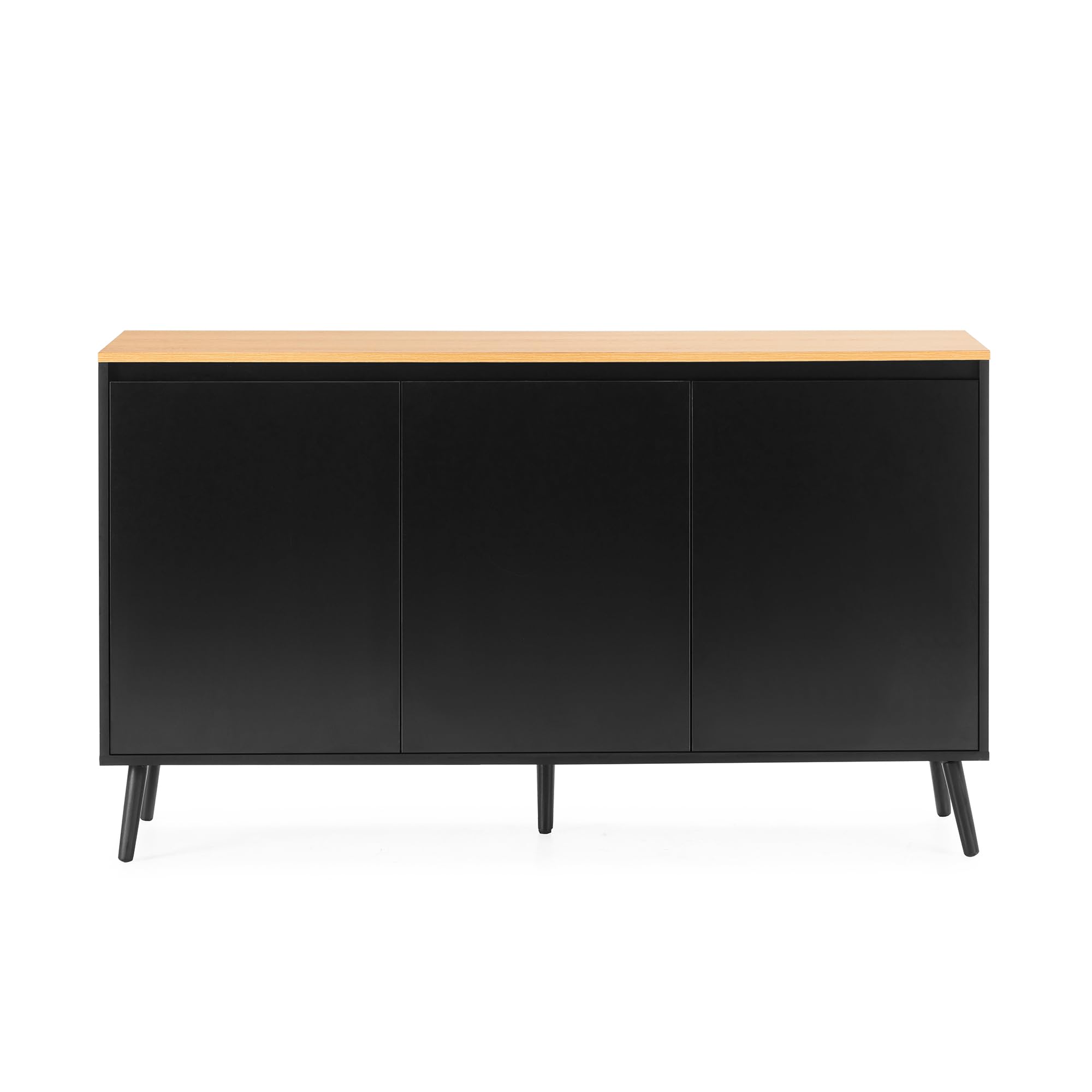 HOMN LIVING Aparador Desi 3 Puertas Color Negro, 140 cm (Ancho) 40 cm (Profundo) 80 cm (Altura)