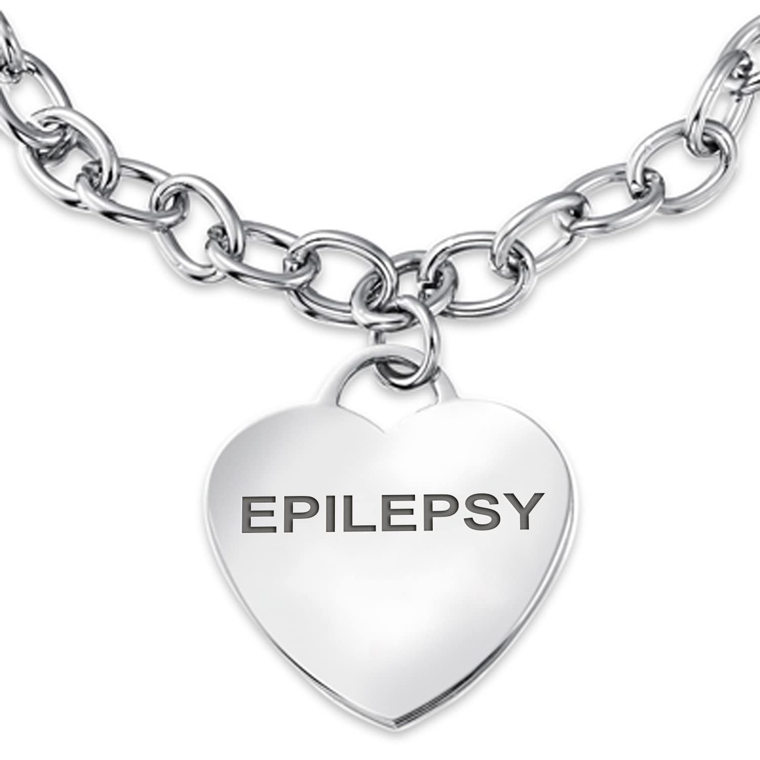 Bracelet d'identification médicale en argent et coeur rouge laqué - 6