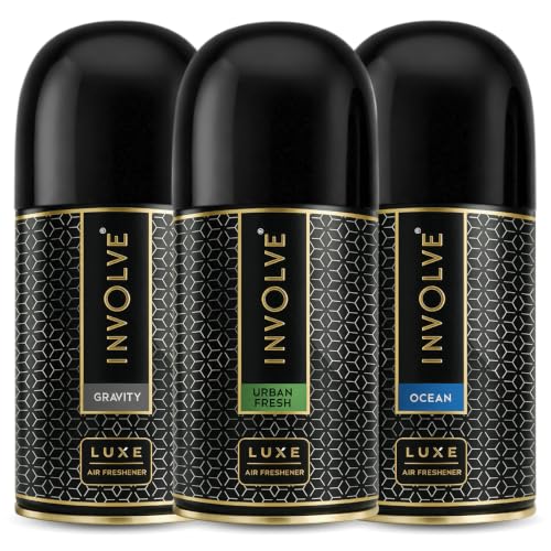Image of Involve Luxe Combo - Urban Fresh, Ocean & Gravity - Pack of 3 | Automatic Room Freshener Refills | 2200 Sprays Guaranteed | Lasts up to 60 Days (225ml x 3) | Home Fresheners | Long Lasting Fragrance