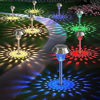 Sibinsy Solar Pathway Lights Outdoor Decorations Waterproof?6 Pack?Two Models(Warm White & RGB Multicolor Changing) Landscape Ground Lawn Lamp