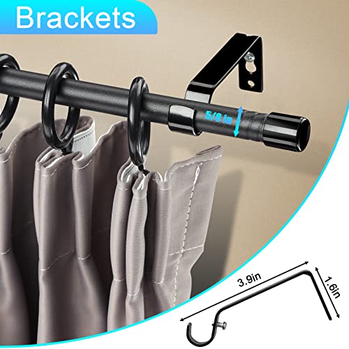 Curtain Rods For Windows 28 To 48 Inch, 5/8 Inch Matte Black Curtain Rod Set With Brackets Heavy Duty Small Drapery Curtain Rods, Size: 23-52 Inch #TOP4