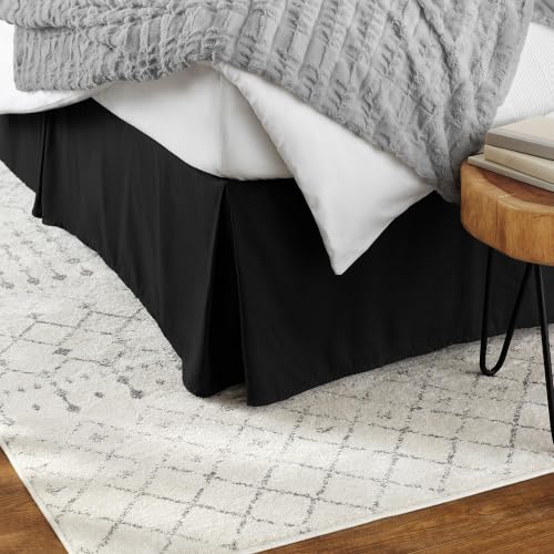 Image of Amazon Basics Lightweight Pleated Bed Skirt, Machine Washable, Wrinkle and Fade Resistant, King, Black (Pack of 8)