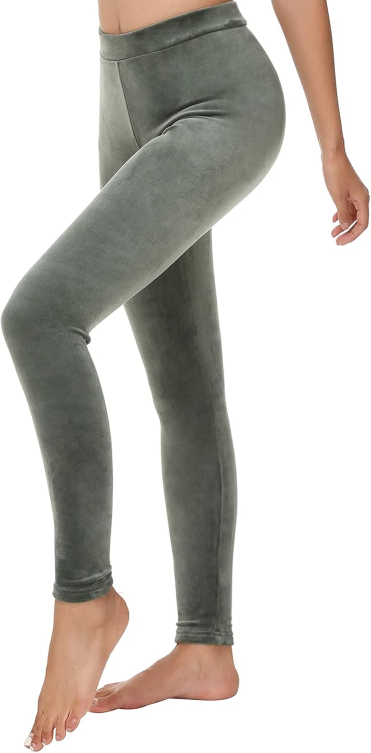 Dolcevida Women Cozy Velour Legging High Waist Buttery Soft Warm Velvet Stretch Seamless Yoga Pant