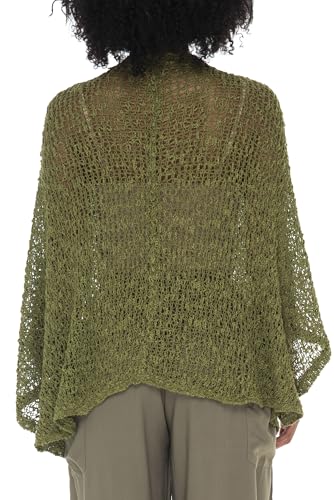 Image of SHU-SHI Lightweight Open Front Cardigan for Women Hollow Out Sweater Knitted Poncho Batwing Loose Popcorn Shawl Boho Wrap