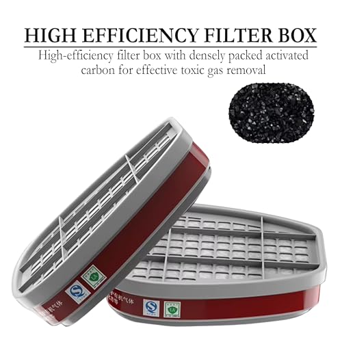 Image of Gas Mask Respirator Set Activated Carbon Filters & Protective Goggles | 6200 Industrial Mask For Epoxy Resin Work, Wall Painting, Welding, Polishing, Spraying & Gas, Construction