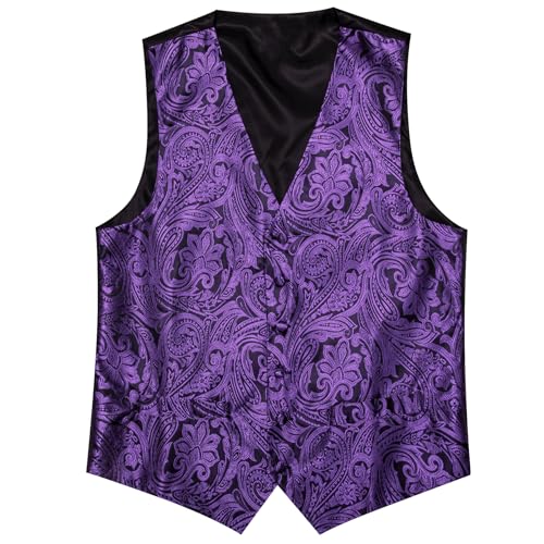 Image of Barry.Wang Men's Suit Vest Formal /Leisure Paisley Jacquard Silk Tie Pocket Square Waistcoat Set Wedding 5PCS