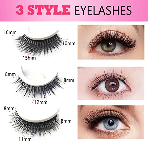 Reusable Self Adhesive Eyelashes 3 Styles False Eyelashes No Eyeliner Or Glue Needed Stable False Lashes Natural Look Easy To Put On Waterproof Fake Eyelashes #TOP2