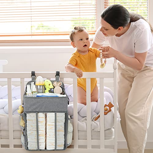 Maliton Changing Table Diaper Organizer - Baby Hanging Diaper Stacker Nursery Caddy Organizer For Cribs Playard Baby Essentials Storage (Gray) #TOP7