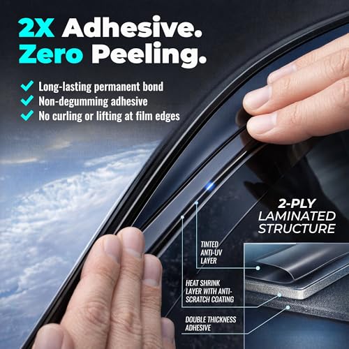 Image of Professional-Grade 2-Ply Car Window Tint Film 5% VLT Limo Black 20ft x 26in - Heat-Shrinkable Solar, Heat & Privacy Film with Instructions, Scratch-Resistant, for Rear Windows