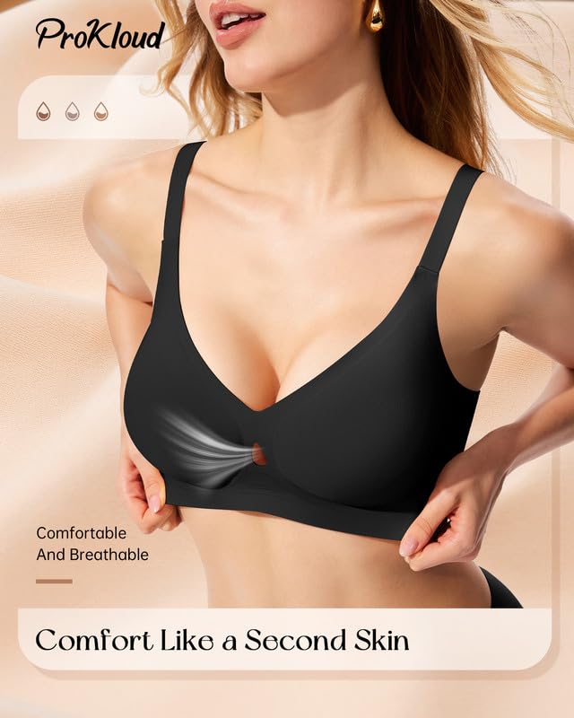 Image of ProKloud Bras for Women No Underwire Wireless Jelly Bras Full Coverage Seamless Push Up Bralettes Support Tshirt Bra