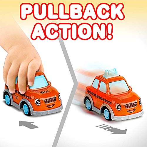 Artcreativity AC-637 Metal Cartoon Car Set - Set Of 6 Mini Pullback Toy Cars - Pullback Train, Bus, Taxi, Tram, Plane And Ship thumb #3