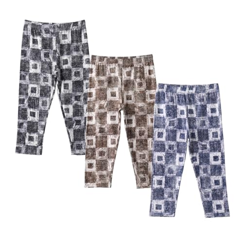 3 Pack Girls' Printed Capri Leggings Kids Soft Comfy Capri Pants