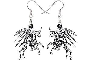 Unicorn Skull Earring Earrings Acrylic Pegasus MLP Lucifer Earrings Female Skeleton Spooky Halloween