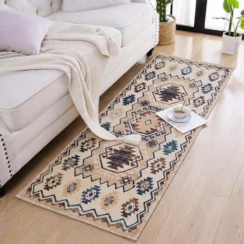 Image of Medallion Vintage Look Carpet for Living Room Bedroom Dining Room | Washable Area Rug with Non Slip TPR Backing | Modern Floor Carpet for Home(Design06-22x55 Inches)
