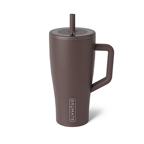 Miniatura 26 de BrüMate Era Vaso térmico con asa y pajilla, 40 onzas, 100% a prueba de fugas, con tapa, hecho de acero inoxidable, base apta para portavasos, moca