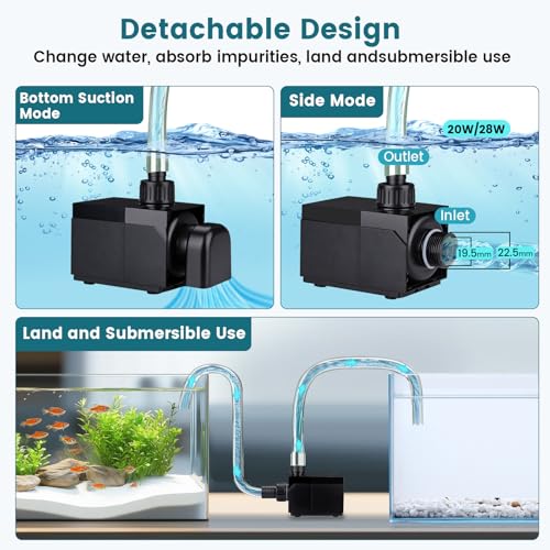Image of hygger 800GPH DC Aquarium Pump with Controller, Ultra Quiet 24V Submersible Water Pump, 12.5ft High Lift Return Pump for Fish Tank, Sump, Pond, Fountain & Hydroponics (28W)