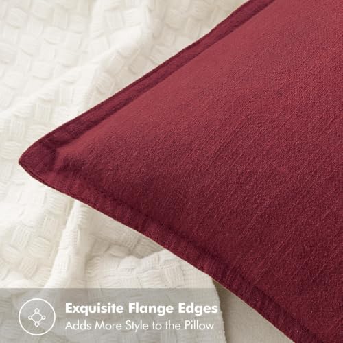 Image of MIULEE Decorative Linen Pillow Covers 22x22 Inch Burgundy Red