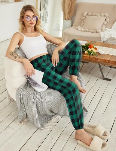 Ekouaer Womens Jogger Pajamas Pants Comfy Long Lounge Bottom,Drawstring Elastic Waist Sleep Pants with Pokects3