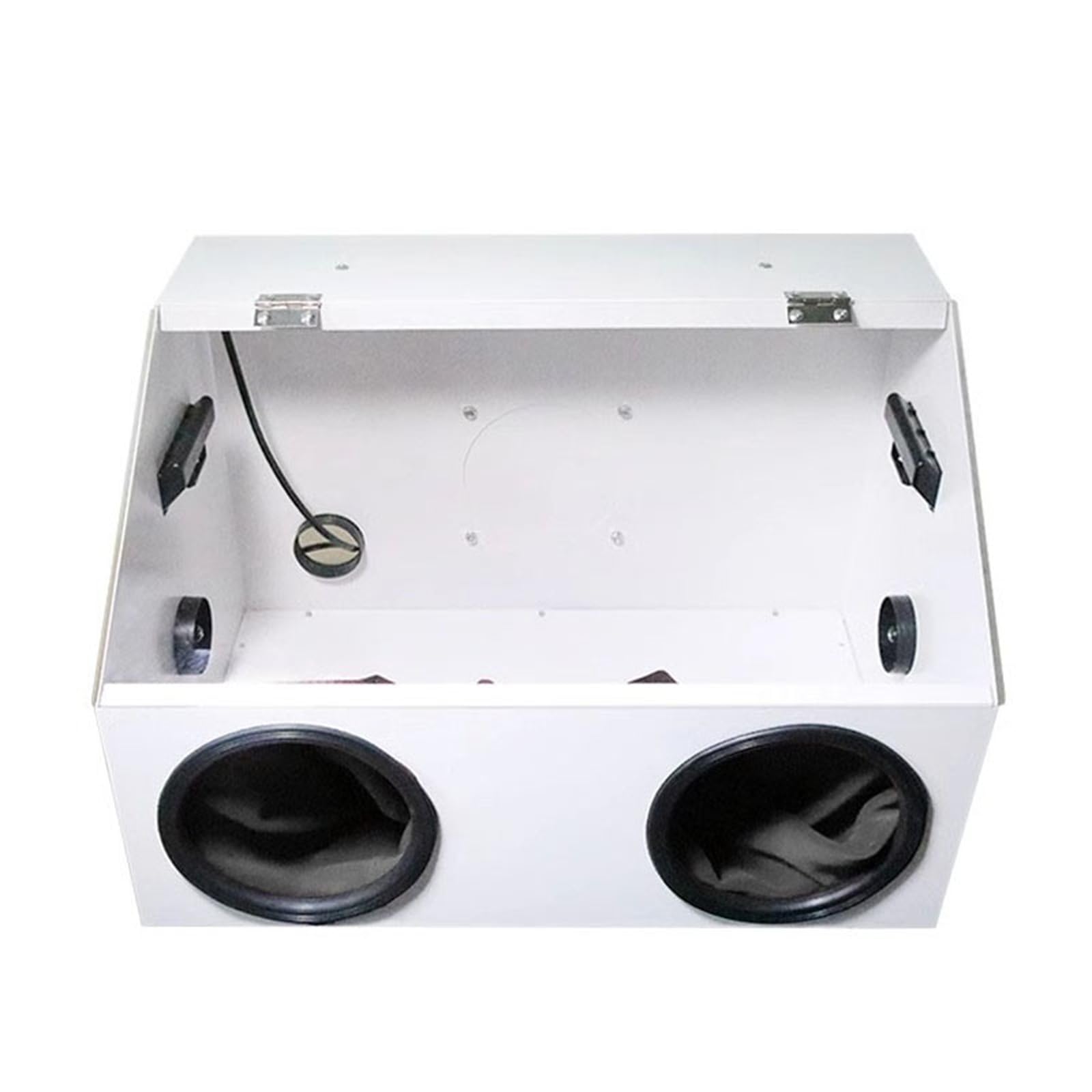 GAENZA Metal Grinding Polish Dust Box with 2 Holes, Metal Enclosed Grinding Box Acrylic Cover with Led Light Dustproof Polishing Booth for Polishing Spray Painting Engraving Sanding,L,no fan
