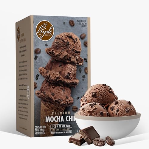 Image of Triple Scoop - Premium Mocha Ice Cream Mix For Ice Cream Maker. Simple, Easy, Delicious. From Gourmet Mix To Maker in 5 Minutes, Makes 2 Creamy Quarts, Made in USA (1 Pack, Mocha)