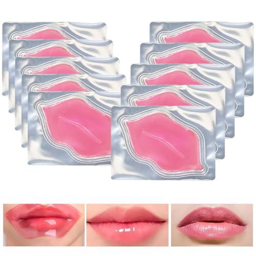 SexxLady 10 Pcs Máscara labial,Parche Labial,Colágeno Lip Mask,Máscara De Labios,Parches Labiales Hidratantes Nutritivos,Exfoliantes,Aptas para LabiosSecos y Agrietados