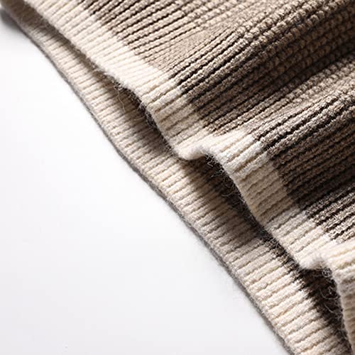 Relaxed Fit Cable Ribbed Pullover Oversize Vintage Sweaters Unisex Crewneck Knitted Tops Men's Knitted Sweater Loose Coffee2