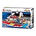 Sluban M38-B0630 Firefighting Series Blocks Boat Bricks Toy (429Piece), Fireboat + Oilcan, red