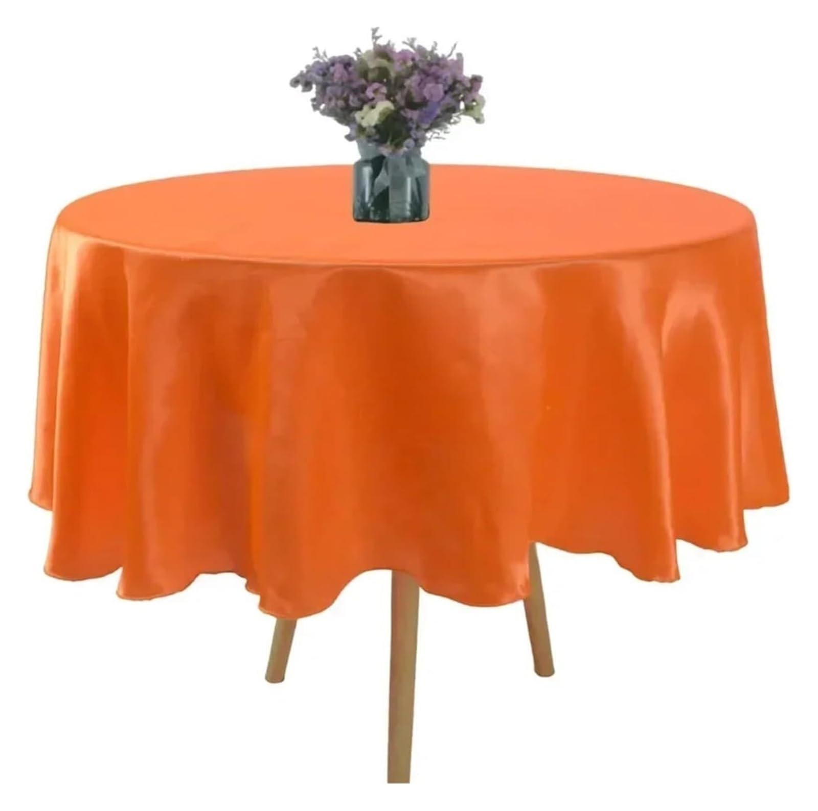 Tablecloth Round Satin Tablecloth Multicolor 145-335cm Wedding Party Birthday Home Dining(Orange,145CM)