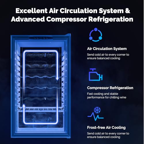 Image of ROVSUN 34 Bottle Wine Cooler Refrigerator, Freestanding Compressor Wine Chiller, Beverage Wine Fridge with Digital Temperature Control & Double-layer Glass Door for Red White Wine, Champagne, Beer