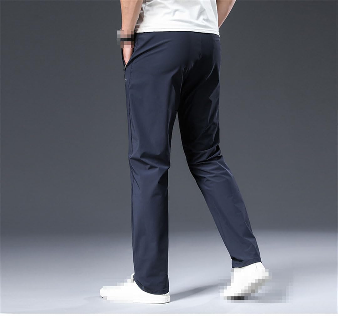 Pantalones Masculinos Verano Rectos Mediados Sueltos Longitud Total Pantalones Casuales Pantalones De Trabajo