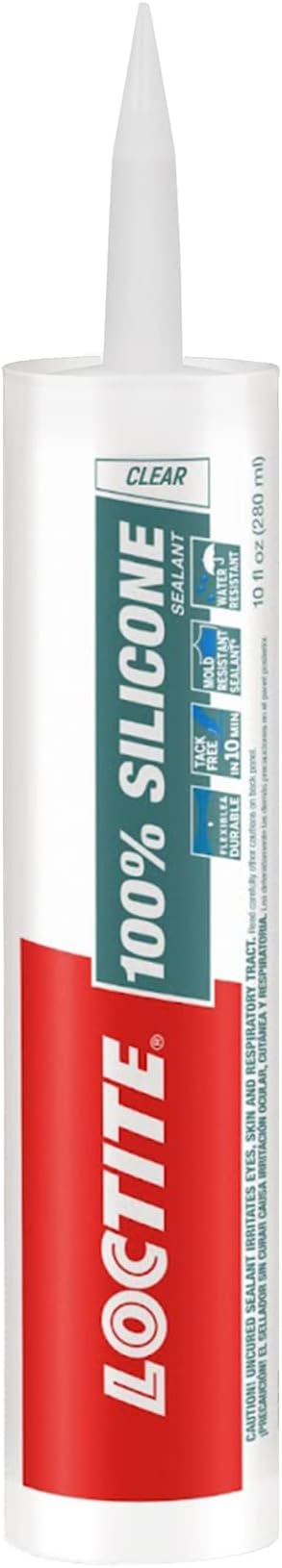 100% silicone sealant(Clear),fast dries in 10mins, waterproof in 2hrs, No Shrinkage,tiles, bathroom, kitchen, outdoor, filling cracks, for glass, ceramics, aluminum, steel, 280ml, Gun required