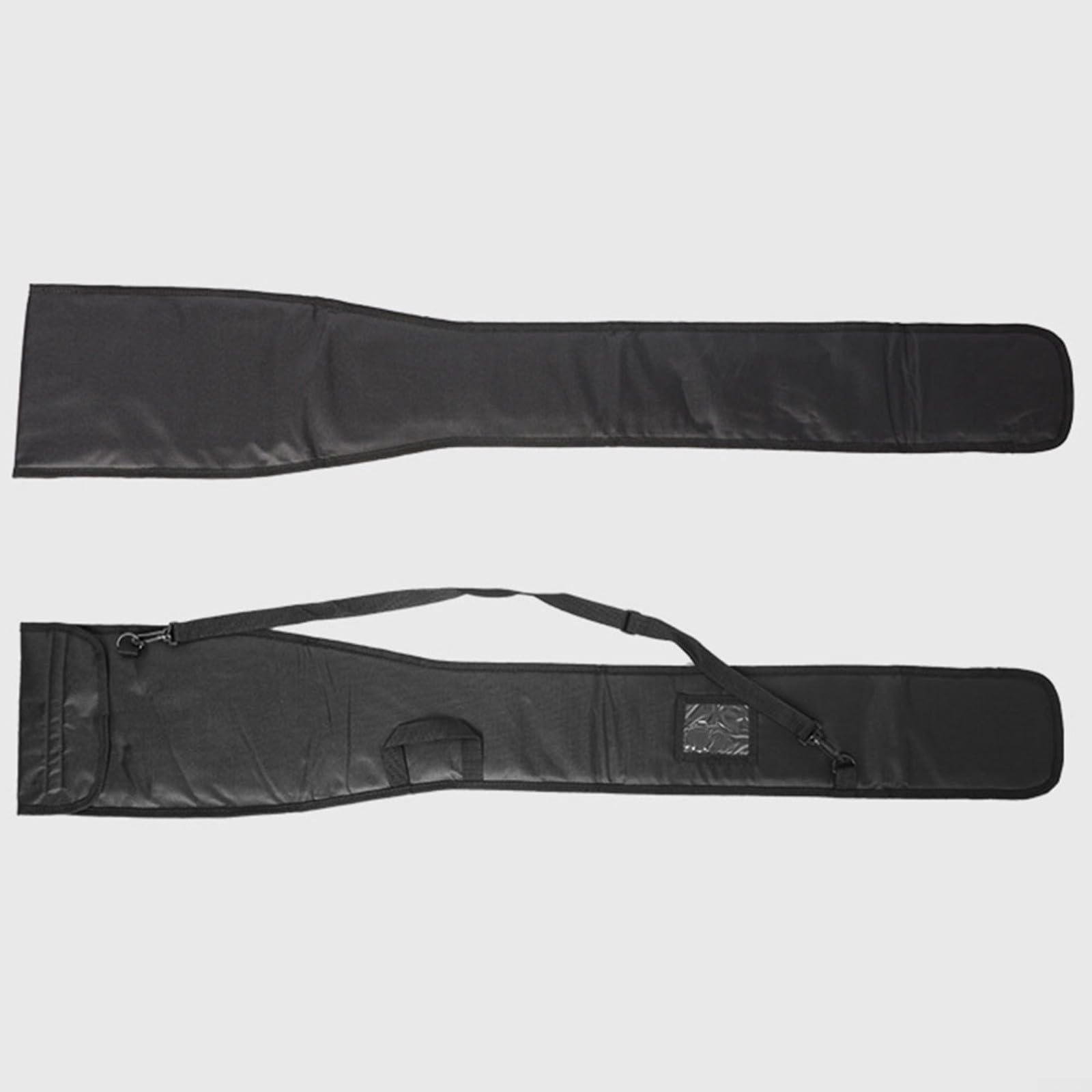 Tragbare, faltbare gepolsterte Tasche für Kajak, Kanu, Paddel, Aufbewahrung, 130 x 26 cm, schwarzes Oxford-Gewebe mit Schultergurt, Klarsichtfenster
