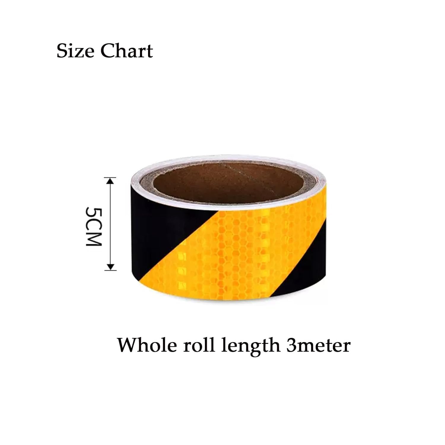 Ruban réfléchissant, bande réfléchissante d'avertissement de sécurité 5 cm x 3 m, PVC multicolore, 1 rouleau (noir jaune)