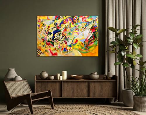 Image of Sikhash Wassily Kandinsky Canvas Paintings Composition VII Abstract Art | Famous Artist Wall Decor for Living Room | 35x23 Inches Unframed